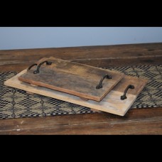 Wood Tray with Iron Handles Small 50% Off